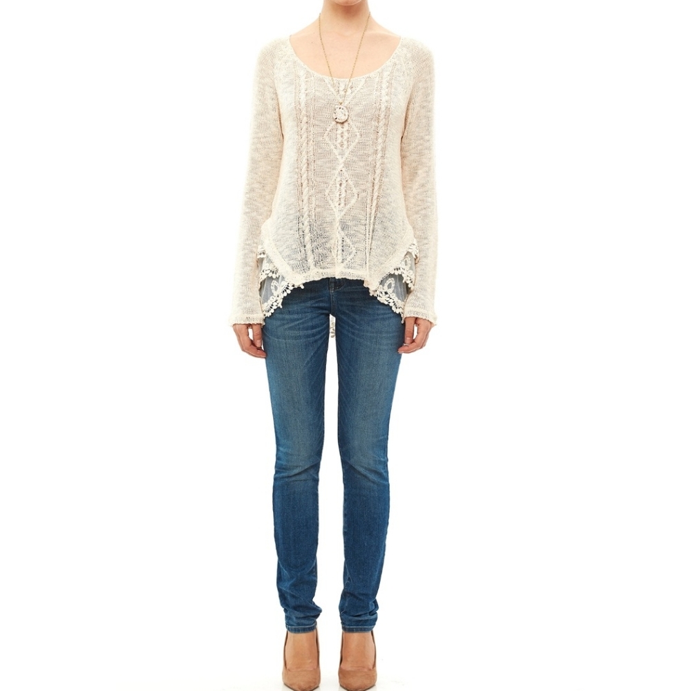 Light knit sweater scoop neck